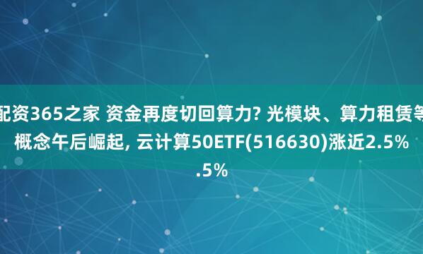 配资365之家 资金再度切回算力? 光模块、算力租赁等概念午后崛起, 云计算50ETF(516630)涨近2.5%